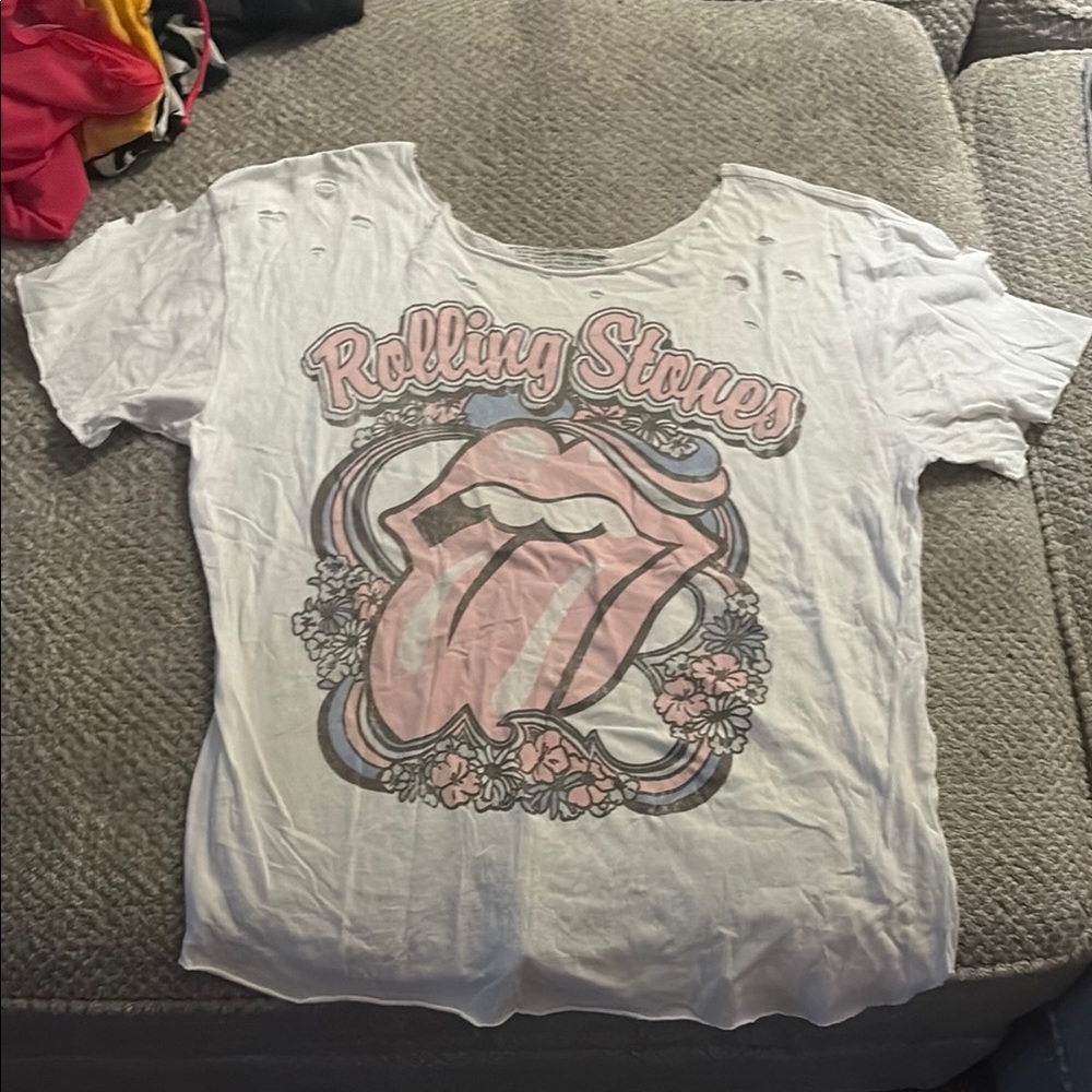 The Rolling Stones White Short Sleeve Tee Iconic Design